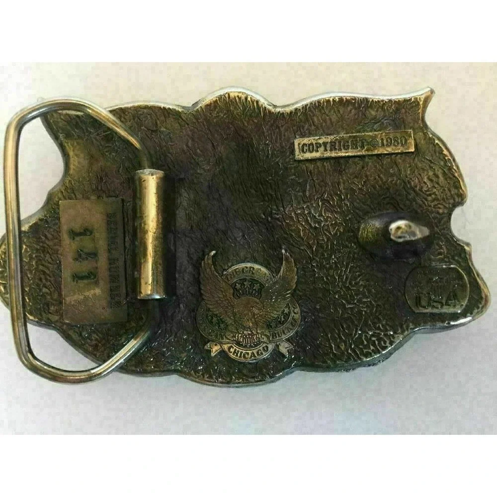 VTG 1980 USA State of Texas Lone Star Longhorn Cowboy Rodeo Metal Belt Buckle